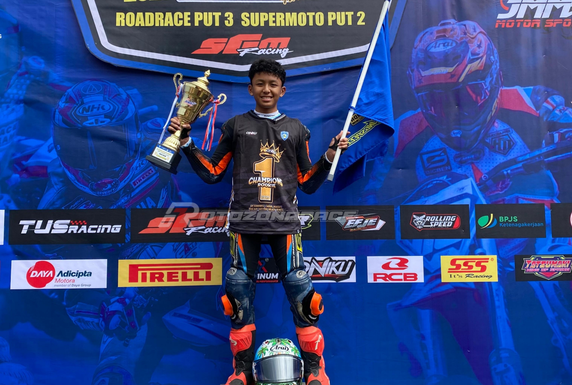 Juna Octavian Sukses Sabet Gelar Juara Umum Rookie Kejurda Roadrace Jabar 2025