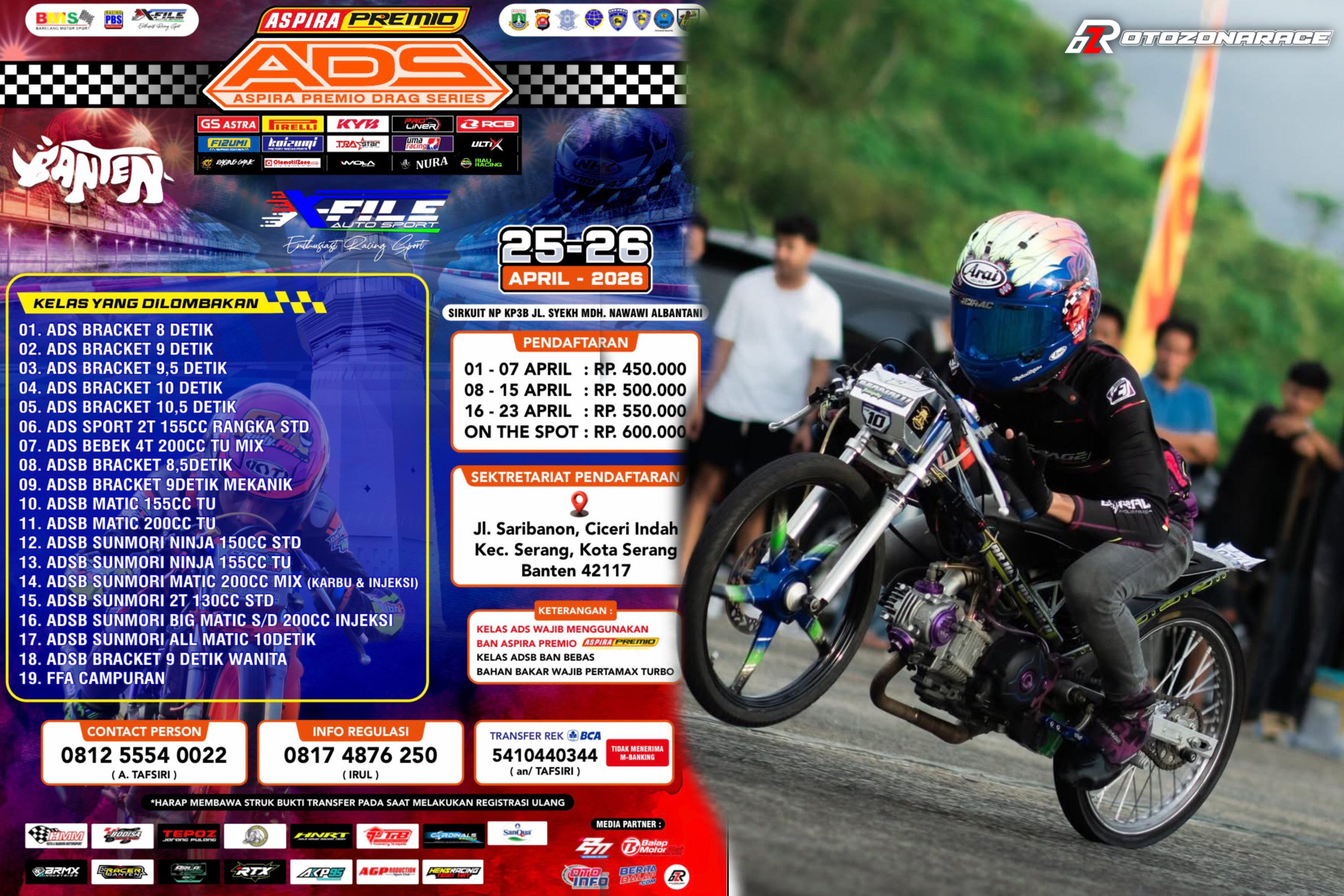 Aspira Premio Drag Bike Series (ADS) 2026 Siap Guncang Serang, Hadiah Juara Umum Total Puluhan Juta Rupiah!